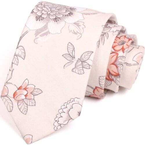 7CM Cotton Ties High Quality Floral Print Tie Fashion Formal Neck Tie For Men Business Suit Work Necktie Wedding Party Ties
