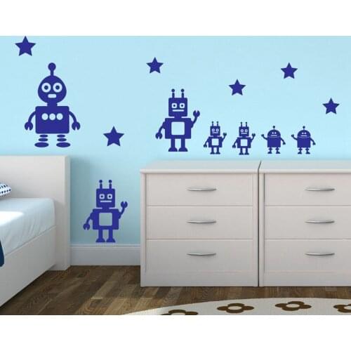 Toy Robots Wall Sticker Children Bedroom Vinyl Decal Transfer Decoration Boys Free Shipping