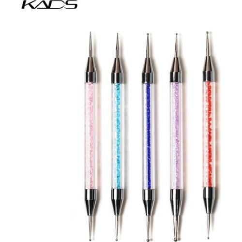 KADS 5 pcs/set Double Head Nail Art Dotting Brush Manicure Painting Drawing Pen Crystal Rhinestone Flower Dotting Tool Brush
