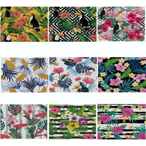 Painting Tropic Plant Flower Bird Toucan Cotton Linen Placemats Cloth Coaster Kitchen Accessories Decoration Table Pat