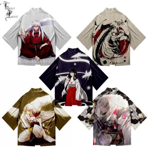 Inuyasha 3D Printing Japanese Anime Kimono Haori Yukata Cosplay Women/Men Fashion Summer Casual Cool Short Sleeve Streetwear