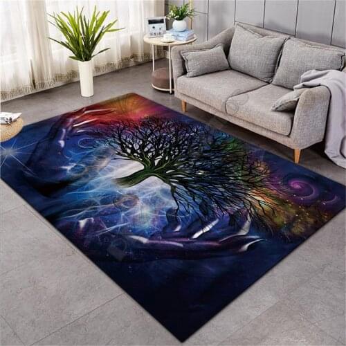 Tree of Life Carpet Mat for Living Room Doormat Flannel Print Bedroom Non-slip Floor Rug