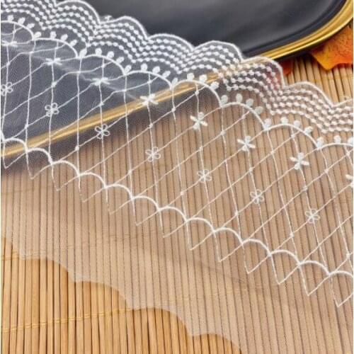 1 Yard Wide: 11.8cm,Polyester Silk Net Yarn Lace,Wave Embroider Pattern,Wedding Dress Garment Sewing Accessories(ss-2148)