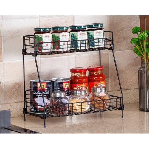 10pcs Hook 2 Layer Iron Storage Rack Kitchen Organizer Dish Sink Drain Rack For Bathroom Kitchen Office Shelf Cocina Accesorio