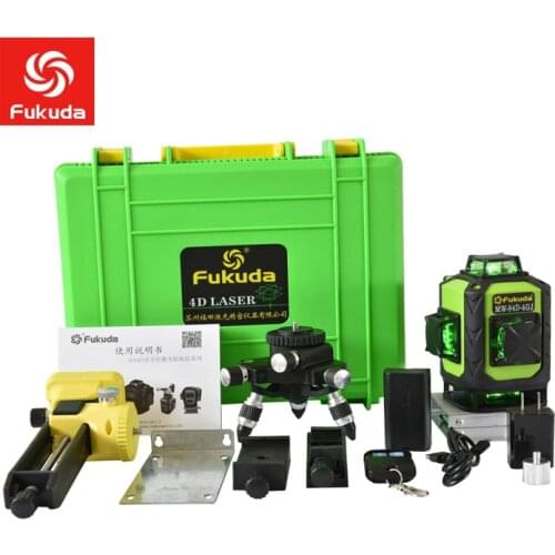 Fukuda 3/4D high precision green beam 12/16 lines laser level Automatic Self Leveling 360 Vertical&Horizontal stick wall tool