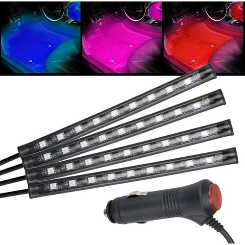 LEEPEE 24/36/48 LEDs Automotive Interior Decorative Lights Atmosphere Lamp Remote/Voice Control LED Car Foot Light Ambient Lamp