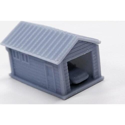 Outland Models Model Railroad Single Car Garage with Car 1:220 Scale Z