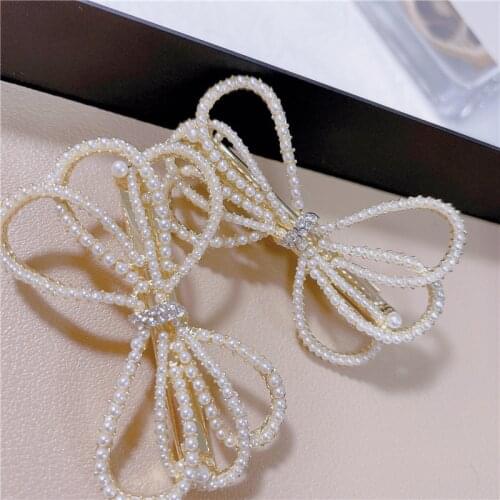 Fashion Women Rhinestone crystal pearls Barrette hairpin flowers Hair Clips Girls delicate Ponytail Hair Accessories wholesale