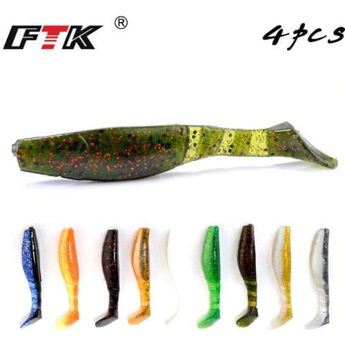 FTK Fishing Soft Lures 4pcs-80mm/100mm Fishing Wobblers Carp Soft Lures Silicone Artificial many Colors Bass Pike Baits Tackle