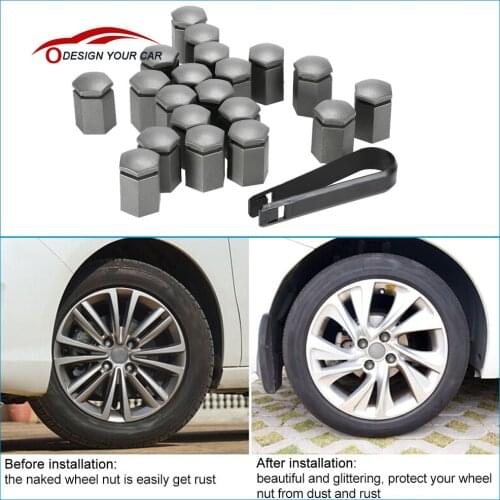 Car Style Set of 20Pcs Gray 17*30mm Car Wheel Nut Bolt Covers Plastic Caps for Vauxhall Cars