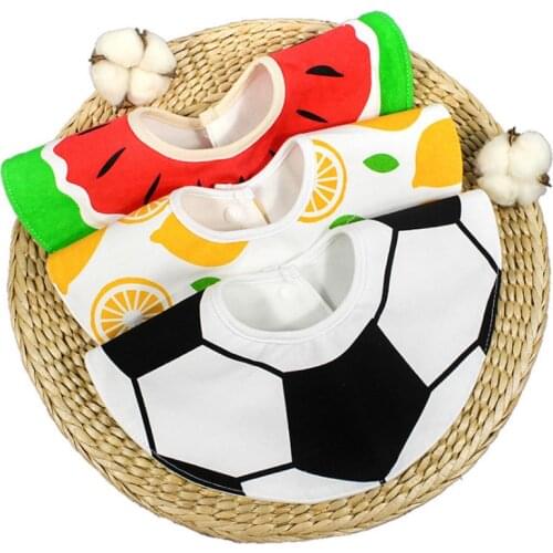 Colorful Baby Bibs Feeding Burp Cloths Fruit Football Style for Newborn Infant Toddler Boys Girls Round Cotton Bib
