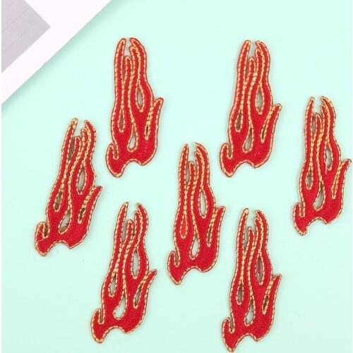 5PCS Fire Embroidery Patches Motorcycle Biker Fire Flame Applique Iron on Patches for Clothes Stickers Badge DIY Sewing Supplies