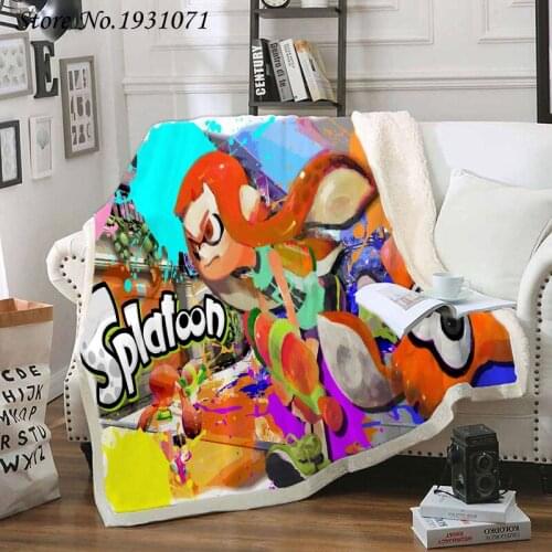 Splatoon Cartoon Game Funny Character Blanket 3D Print Sherpa Blanket on Bed Home Textiles Dreamlike Style 04