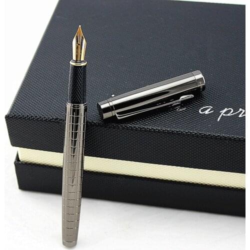 1-Piece Business Fountain Pen Fine Nib Metal lattice Pens for Writing Signature Office Products Student Stationery