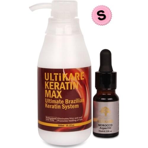 Professional 300ml 8% Formaldehyde Brazilian Keratin Straighten Hair +Free 10ml Argan Oil Smooth Hair After Repair and Treatment