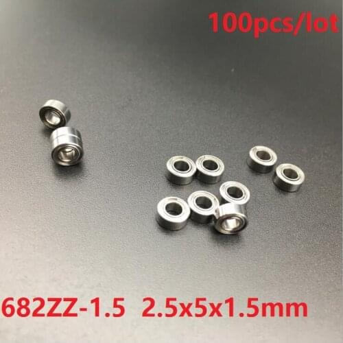 100pcs/lot 682ZZ-1.5 deep groove ball bearings Miniature Mini bearing 2.5x5x1.5mm 2.5*5*1.5mm
