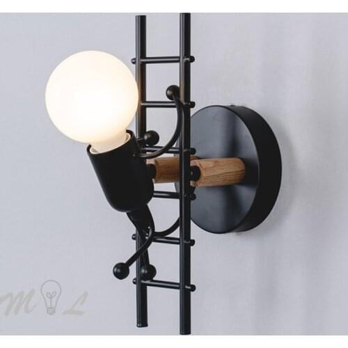Modern Ladderman Wall+lamps Creative Wall Light Fixtures Living Room Bedroom Light Sconces Study Beside Wall Lamp Iron Man Lamp
