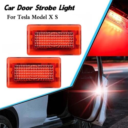 LED Car Door Strobe Light Signal Lamp Auto Warning Lamp Luces Red No Drilling Lnterior Lighting For Tesla model S model X Car