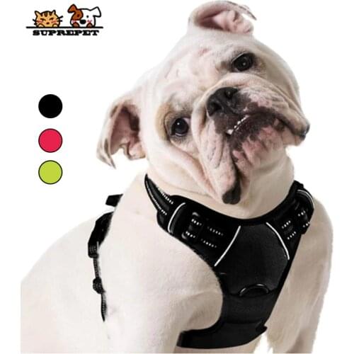 SUPREPET Dog Harness Reflective No Pull Puppy Vest Nylon Adjustable French Bulldog Harness for Large Medium Dog Pet Supplies