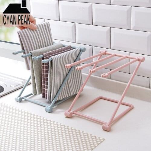 Kitchen Accessories Organizer Towel Rack Hanging Holder Foldable Storage Rack Shelf Cupboard Rag Racks Hanger Household Supplies