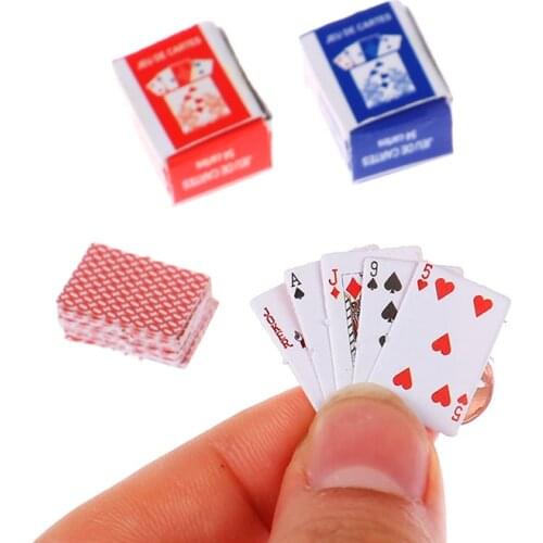 High Quality Cute 1:12 Miniature Games Poker Mini Dollhouse Playing Cards Miniature For Dolls Accessory Home Decoration Kids Toy