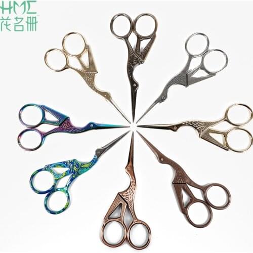 High Quality Vintage 1pc/lot Durable Stainless Steel Classic Embroidery Scissors Stork Crane Bird Scissors Cutters Styling Tools