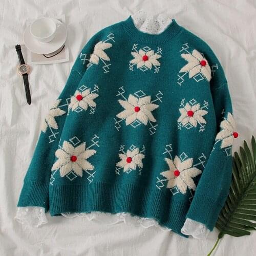 Pullovers Women Vintage Loose Casual Sweaters Geometric Retro Lazy Female Harajuku Korean Style Womens 2021 Chic New Tops