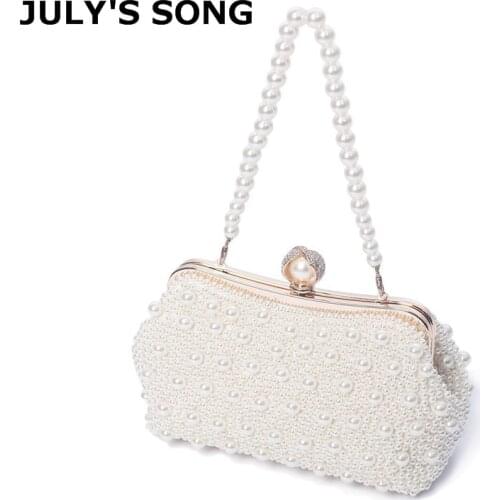 Women High Quality Luxury Crystal Evening Clutch Bag Elegant Clutch Handbag Lady Wedding Purse Party Rhinestones Pearl Wallet