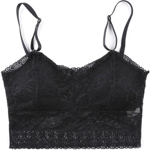 Women Sexy Vest Chest Padded Tank Tops Woman Femme Fitness Underwear Lace Bra Bralette Top
