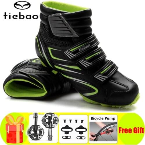 TIEBAO Winter Cycling Shoes SPD pedal set sapatilha ciclismo mtb sneakers Men Cycle Self-locking mountain bike Bicycle Boot