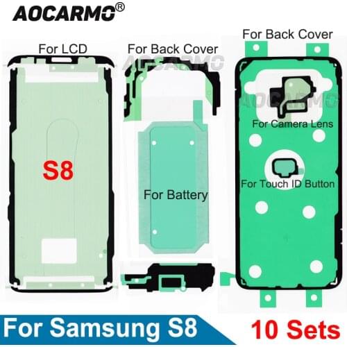 10Sets/Lot For Samsung Galaxy S8 SM-G9500 LCD Screen+Back Battery Cover+Camera Lens Waterproof Adhesive Sticker Tape Glue