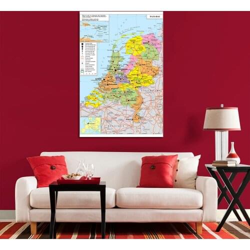 150*100cm In French The Netherlands Political Map with Traffic Route Wall Poster Canvas Painting School Supplies Home Decor