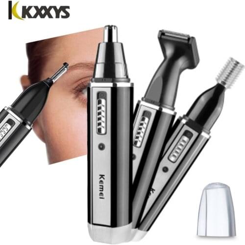 Kemei Nose Ear Hair Trimmer 3 in 1 Men Clipper Rechargeable beard Eyebrow Razor Face Shaver hair Removal Trimmer For Nose