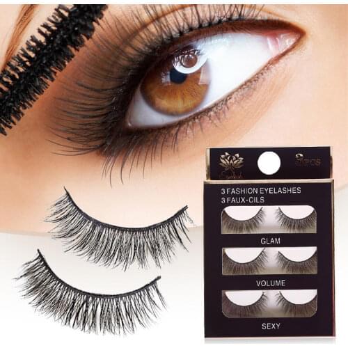 3 Pairs Handmade 3D Mink Lashes Natural Eyelashes Extended Beauty Makeup False Eyelashes