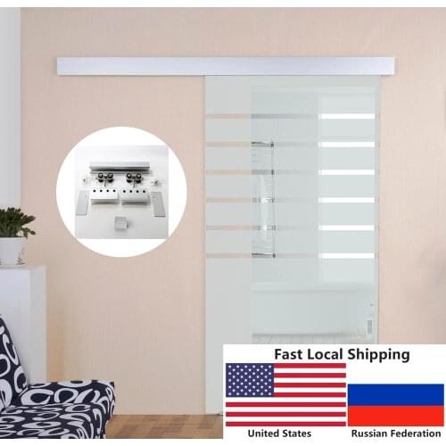 4.9FT/6FT/6.6FT Aluminium alloy frameless brushed glass shower sliding barn door hardware Track kit