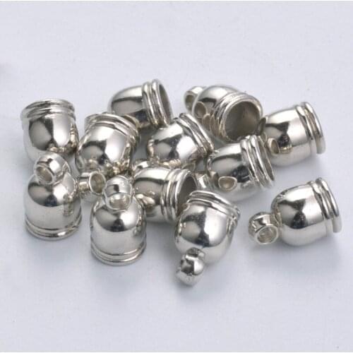 Hole 6mm 8mm 10mm 50pcs Rhodium Plated Acrylic Plastic CCB End Caps Crimp Beads Covers Fitting DIY Charms Bracelet