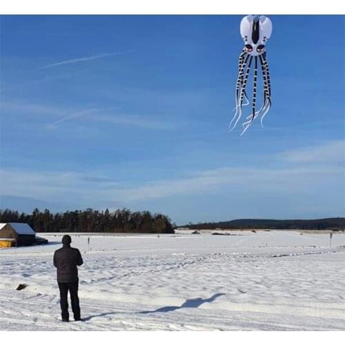 Free shipping large octopus kite for adults ripstop nylon fabric outdoor toys flying jellyfish soft kites kevlar line new