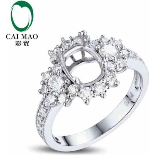 CaiMao Cushion cut Semi Mount Ring Settings & 0.89ct Diamond 18k White Gold Gemstone Engagement Ring Fine Jewelry