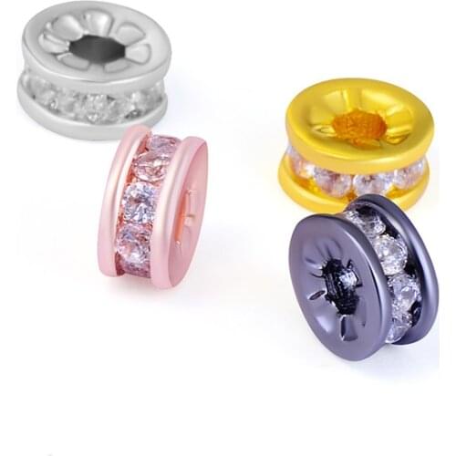 2019 New Wholesale 5mm 8mm 10mm Czech Rhinestone Big Hole Spacers Round Metal Beads Pearls Jewelry Findings Accessories Supplies