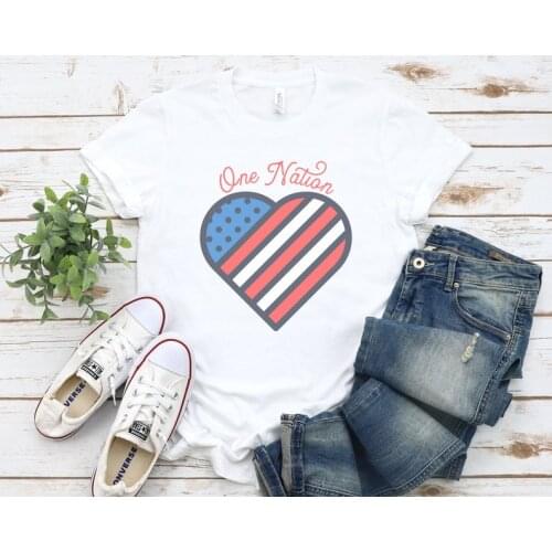 Fourth 4th of July Women American Flag Shirt Womens Short Sleeve Fashion Cotton O Neck Female Clothing Plus Size Casual Shirts