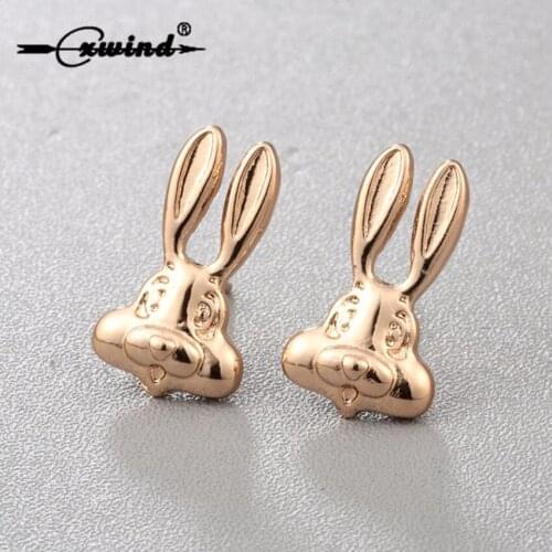 Cxwind Fashion Charm Funny Animal Rabbit Earrings Cute Tiny Bunny Head Stud Earrings for Girl Child Jewelry oorbellen