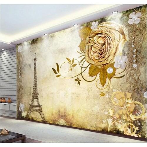 Custom photo wallpaper 3d mural wallpaper for walls 3d Europe type nostalgic restoring ancient ways flower tower TV setting wall