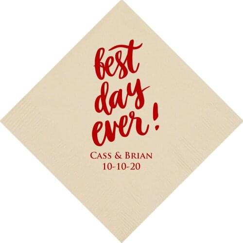 Custom Best Day Ever Wedding Napkins Engagement Party | Custom Bar Napkins | Time and date ,FriendshipCustom Wedding Napkins