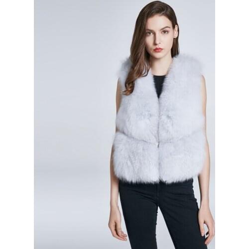 JKP real natural Fox fur vest authentic womens winter fur coat fluffy thermal