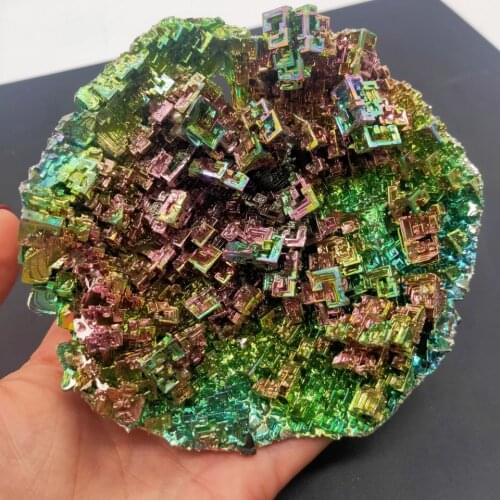 1pcs Beautiful Natural Bismuth Ore Intact Bowl Shape Stone Mineral Specimen Rainbow Colorful Decoration