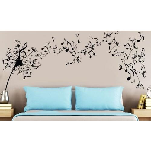 Beautiful Musical Quotes Flying Pattern Wall Stickers Home Livingroom Fashion Style Modern Vinyl Music Wall Murals WM-059