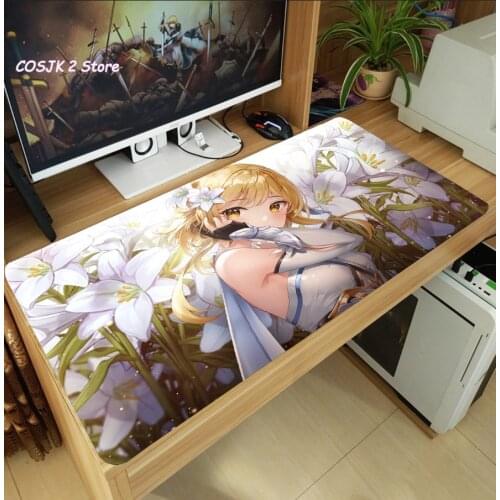 Anime Game Genshin Impact Lumine Cute Large Mouse Pad Gaming Mice Mat Desk Keyboard Mat Anti-Slip Playmat Cosplay Gift