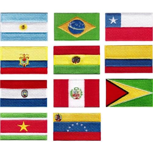 South American flag embroidery iron on patches for clothing