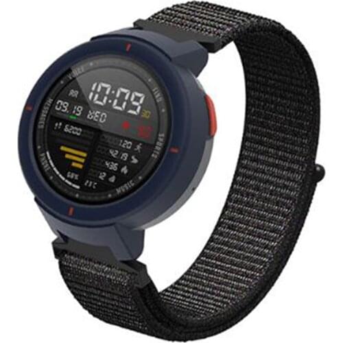 SOONHUA Nylon Watch Band Loop Replacement Watch Strap For Huami Amazfit Verge 3 Black/Grey