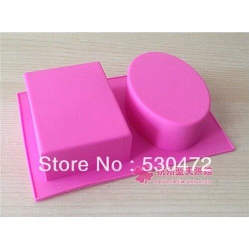 Wholesale,free shipping ,2 hole oval retangle silicone Cake Mold soap mould 18*12.4*3.3CM